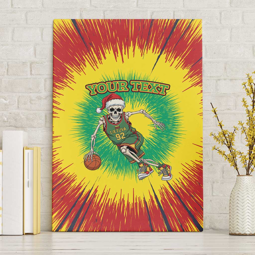 Lithuania Christmas Tie Dye Canvas Wall Art Skeleton Basketball Slam Dunk - Wonder Print Shop