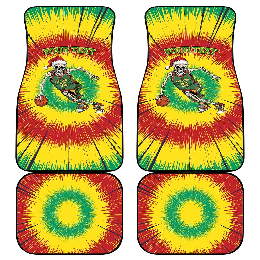 Lithuania Christmas Tie Dye Car Mats Skeleton Basketball Slam Dunk - Wonder Print Shop