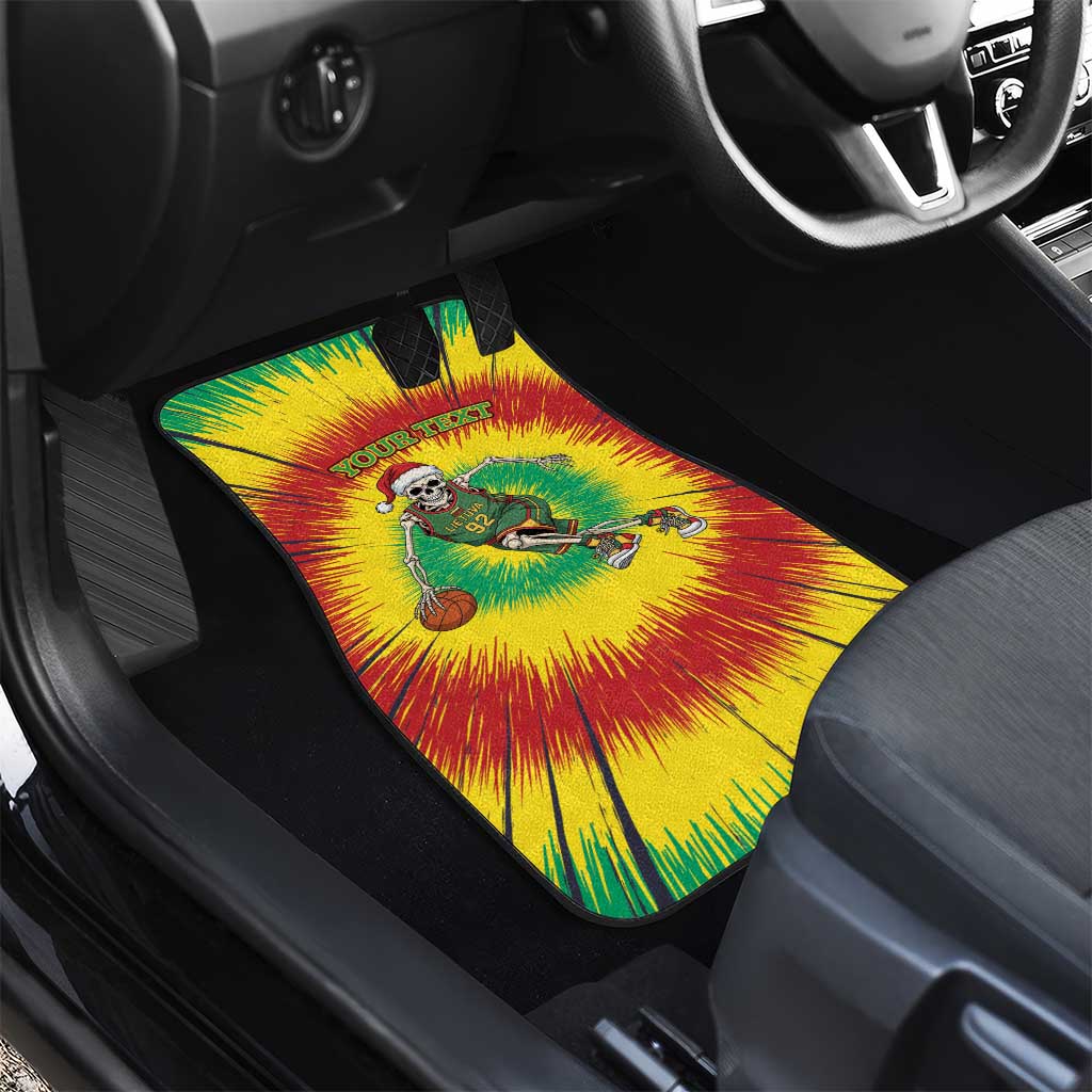 Lithuania Christmas Tie Dye Car Mats Skeleton Basketball Slam Dunk - Wonder Print Shop