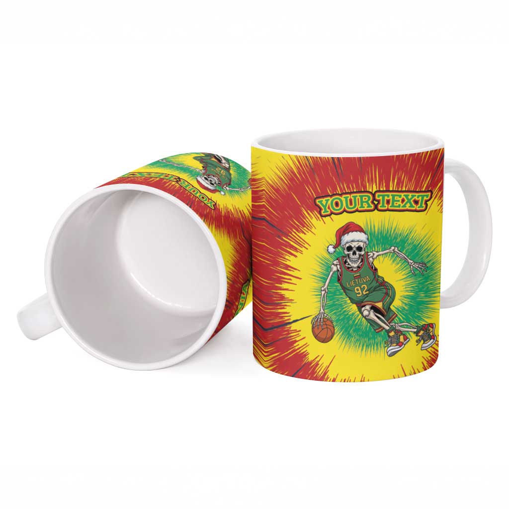 Lithuania Christmas Tie Dye Ceramic Mug Skeleton Basketball Slam Dunk - Wonder Print Shop