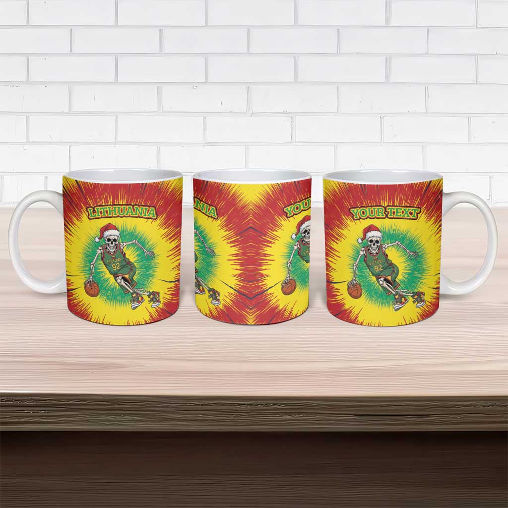 Lithuania Christmas Tie Dye Ceramic Mug Skeleton Basketball Slam Dunk - Wonder Print Shop