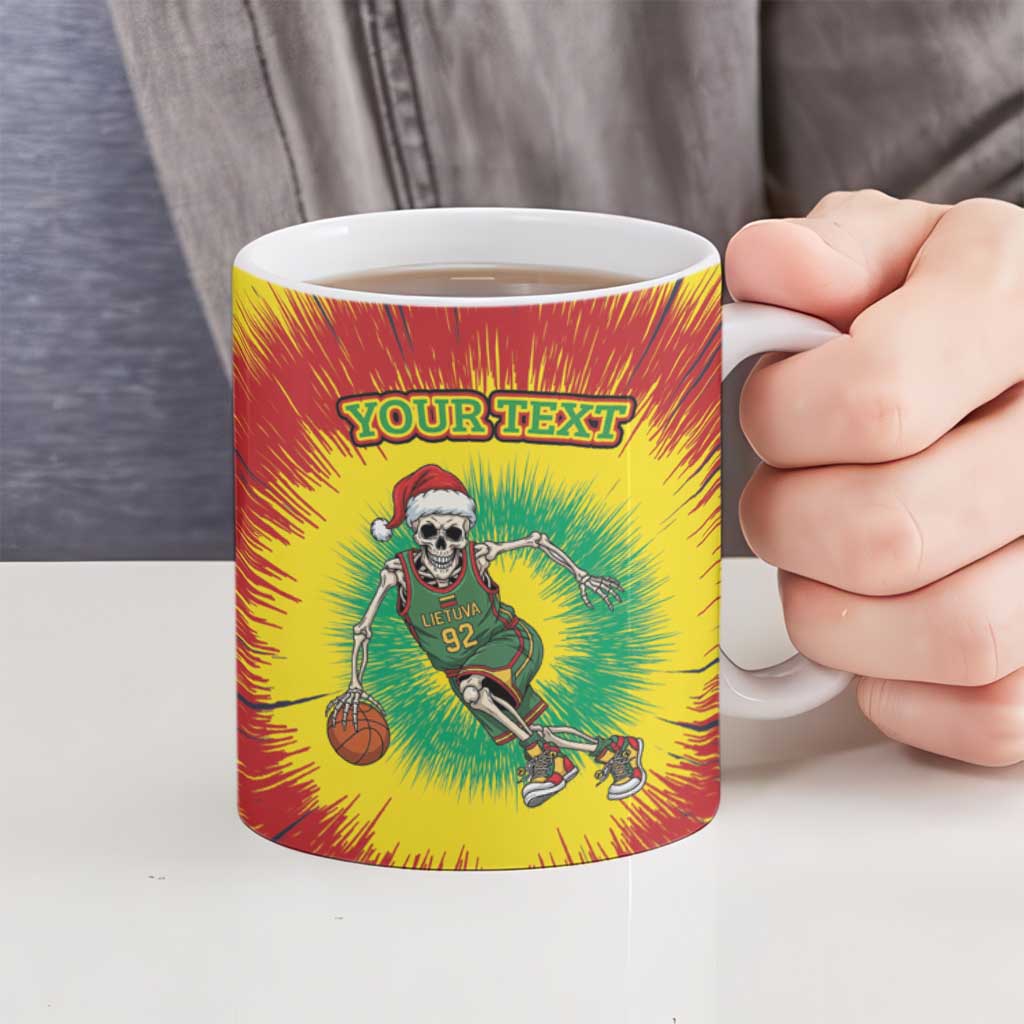 Lithuania Christmas Tie Dye Ceramic Mug Skeleton Basketball Slam Dunk - Wonder Print Shop