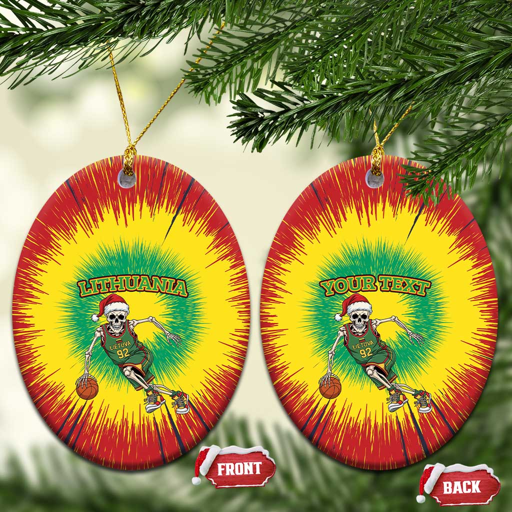 Lithuania Christmas Tie Dye Ceramic Ornament Skeleton Basketball Slam Dunk - Wonder Print Shop