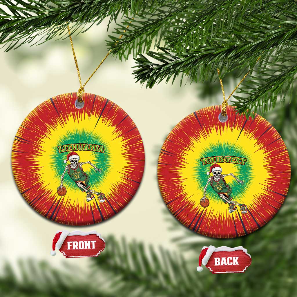 Lithuania Christmas Tie Dye Ceramic Ornament Skeleton Basketball Slam Dunk - Wonder Print Shop