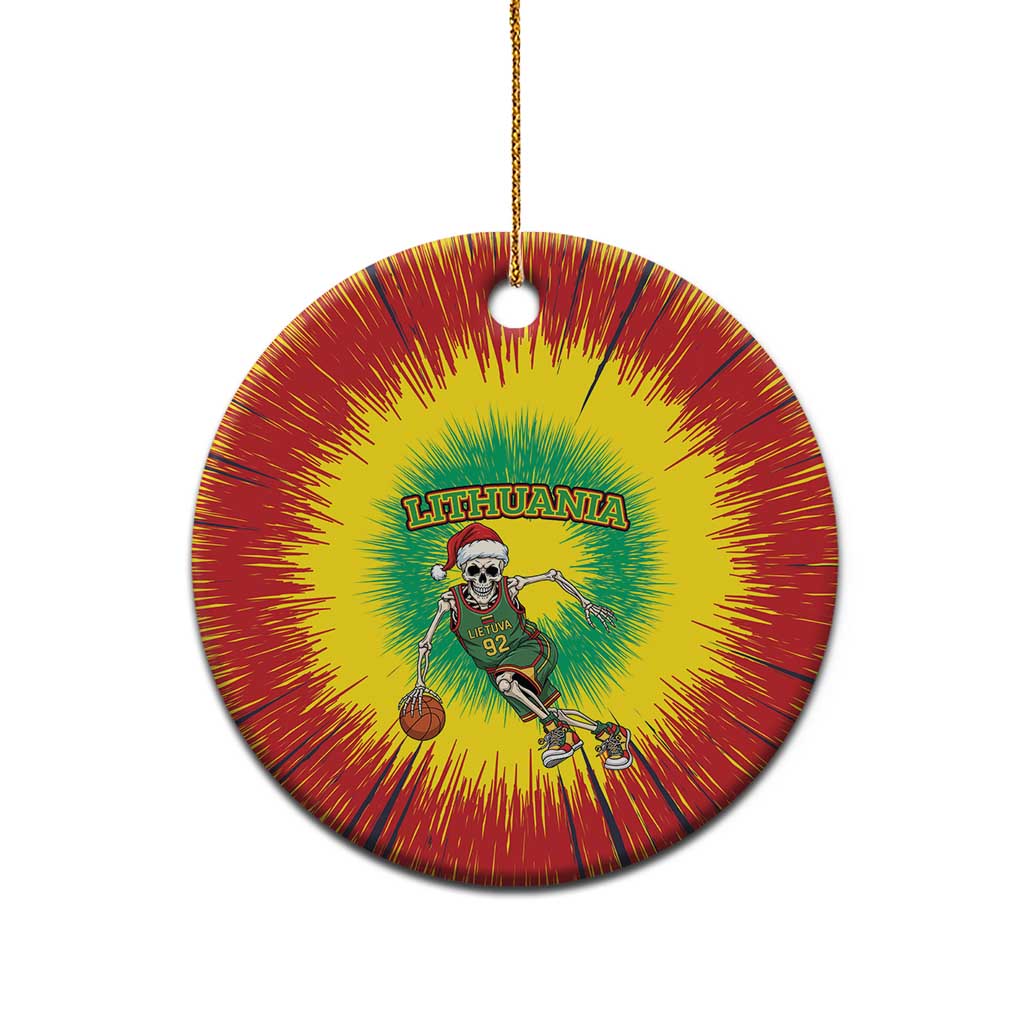 Lithuania Christmas Tie Dye Ceramic Ornament Skeleton Basketball Slam Dunk - Wonder Print Shop