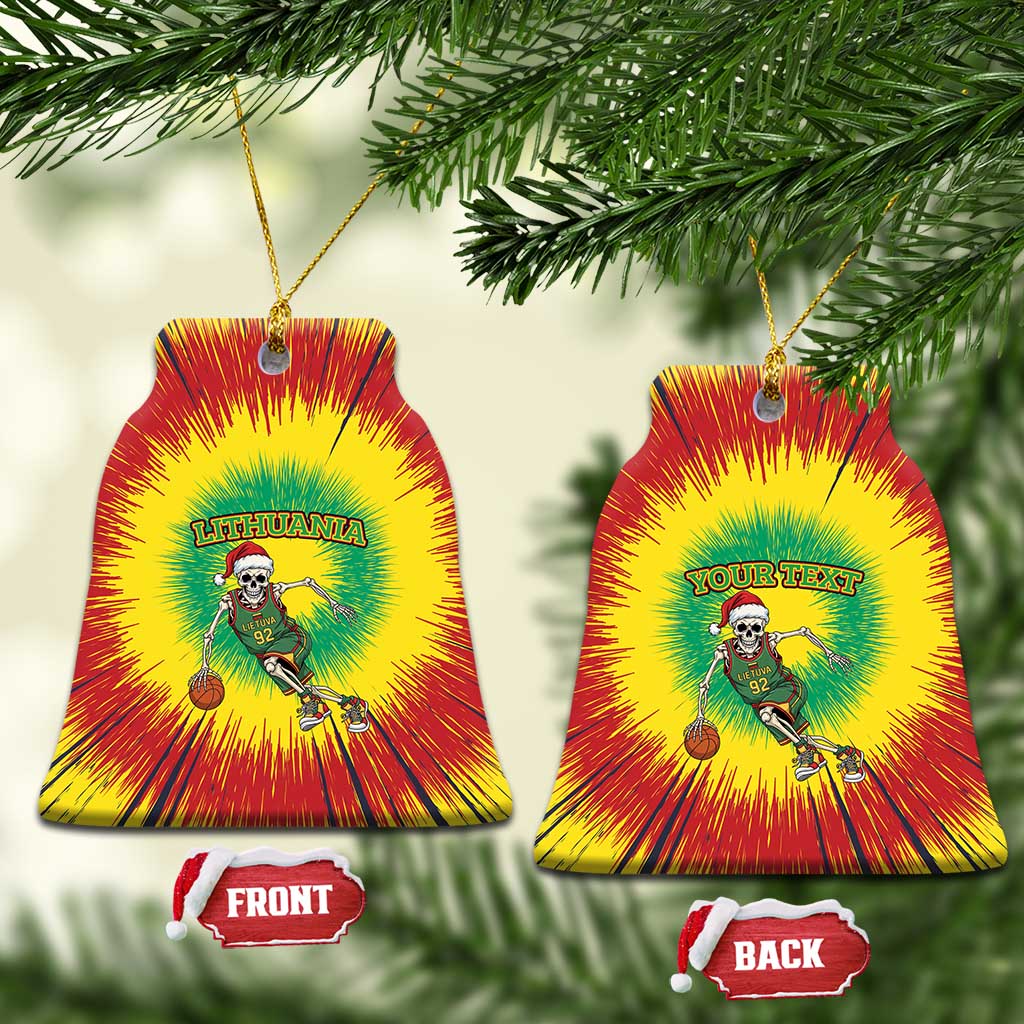 Lithuania Christmas Tie Dye Ceramic Ornament Skeleton Basketball Slam Dunk - Wonder Print Shop