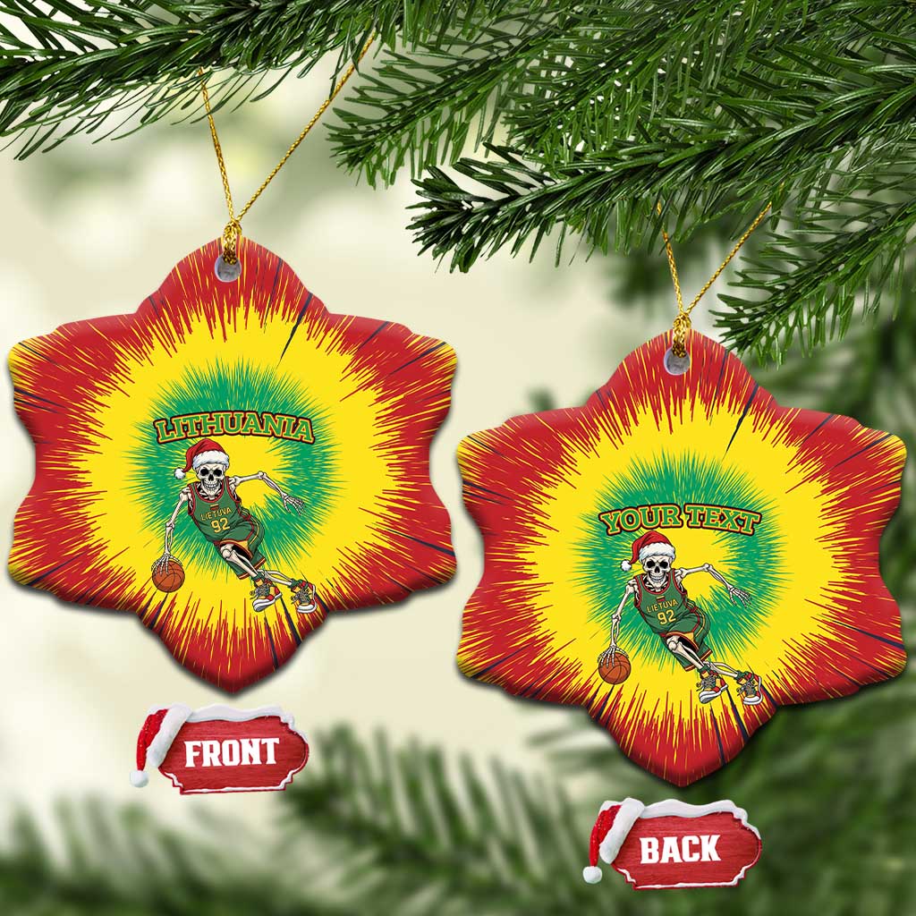Lithuania Christmas Tie Dye Ceramic Ornament Skeleton Basketball Slam Dunk - Wonder Print Shop