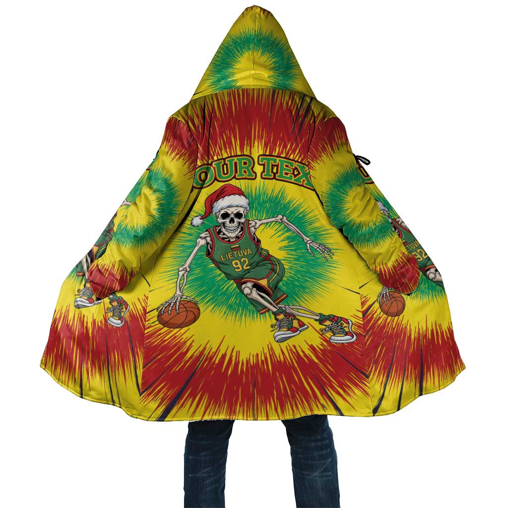 Personalized Lithuania Christmas Tie Dye Cloak Skeleton Basketball Slam Dunk LT19
