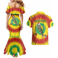Personalized Lithuania Christmas Tie Dye Couples Matching Mermaid Dress and Hawaiian Shirt Skeleton Basketball Slam Dunk LT19