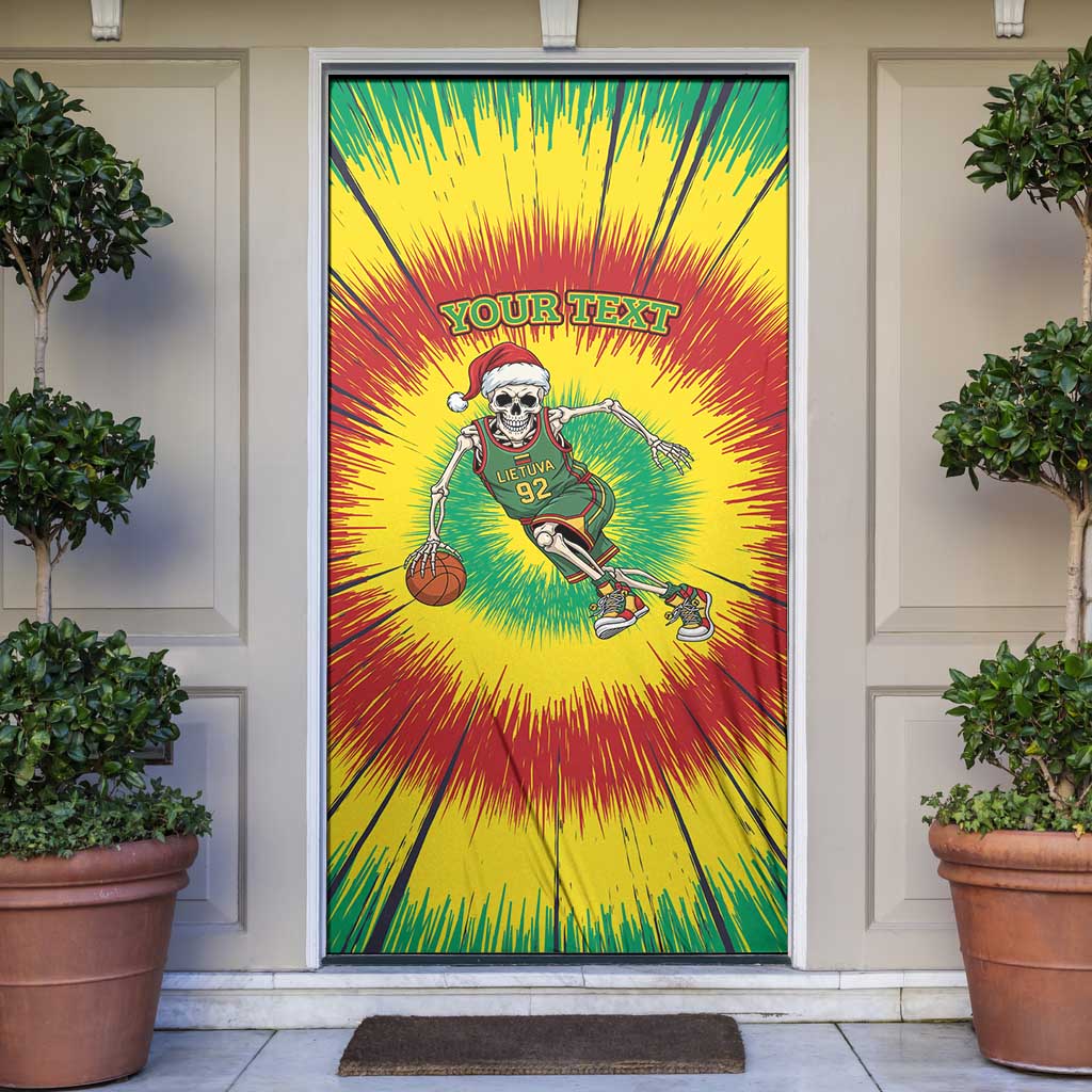 Lithuania Christmas Tie Dye Door Cover Skeleton Basketball Slam Dunk - Wonder Print Shop