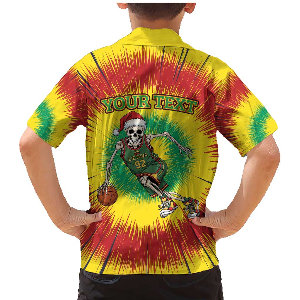 Personalized Lithuania Christmas Tie Dye Family Matching Mermaid Dress and Hawaiian Shirt Skeleton Basketball Slam Dunk LT19