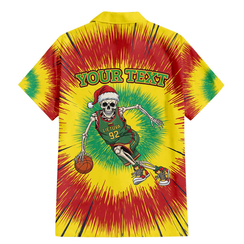 Personalized Lithuania Christmas Tie Dye Family Matching Mermaid Dress and Hawaiian Shirt Skeleton Basketball Slam Dunk LT19