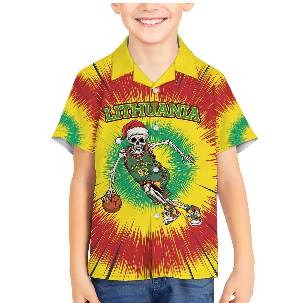 Personalized Lithuania Christmas Tie Dye Family Matching Mermaid Dress and Hawaiian Shirt Skeleton Basketball Slam Dunk LT19