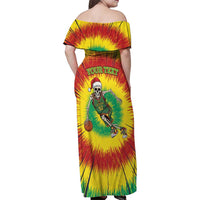 Personalized Lithuania Christmas Tie Dye Family Matching Off Shoulder Maxi Dress and Hawaiian Shirt Skeleton Basketball Slam Dunk LT19