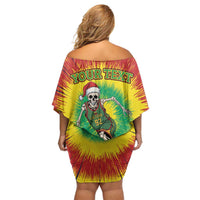 Personalized Lithuania Christmas Tie Dye Family Matching Off Shoulder Short Dress and Hawaiian Shirt Skeleton Basketball Slam Dunk LT19