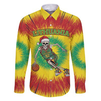 Personalized Lithuania Christmas Tie Dye Family Matching Puletasi and Hawaiian Shirt Skeleton Basketball Slam Dunk LT19