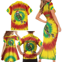 Personalized Lithuania Christmas Tie Dye Family Matching Short Sleeve Bodycon Dress and Hawaiian Shirt Skeleton Basketball Slam Dunk LT19