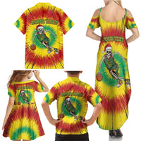 Personalized Lithuania Christmas Tie Dye Family Matching Summer Maxi Dress and Hawaiian Shirt Skeleton Basketball Slam Dunk LT19