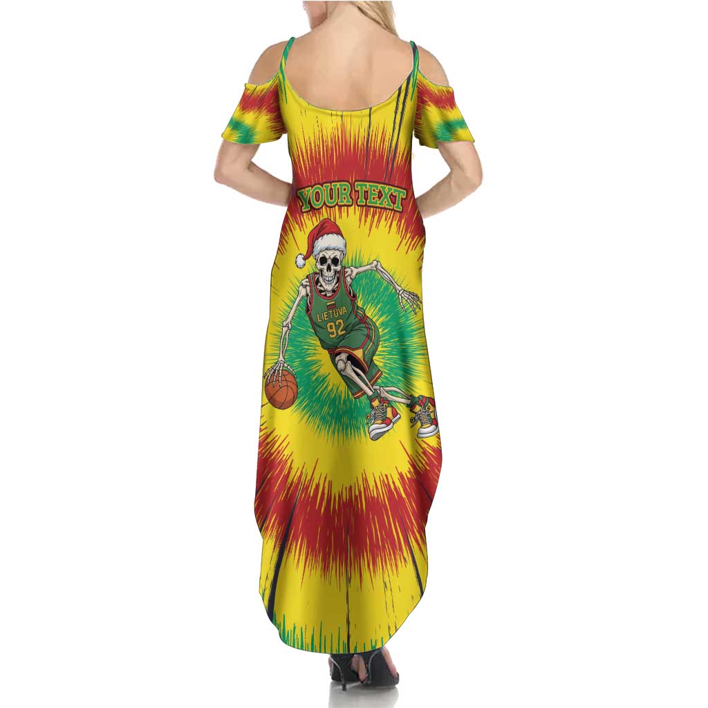 Personalized Lithuania Christmas Tie Dye Family Matching Summer Maxi Dress and Hawaiian Shirt Skeleton Basketball Slam Dunk LT19
