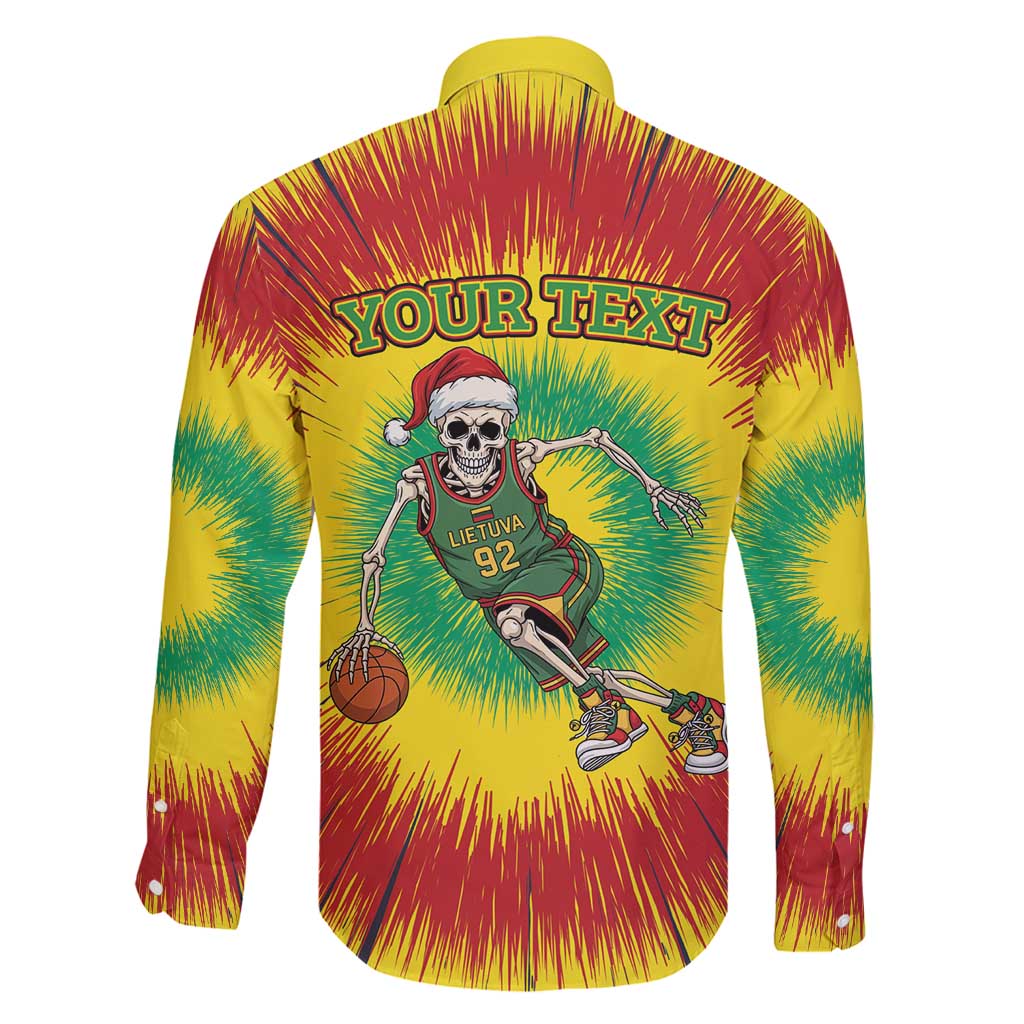 Personalized Lithuania Christmas Tie Dye Family Matching Tank Maxi Dress and Hawaiian Shirt Skeleton Basketball Slam Dunk LT19