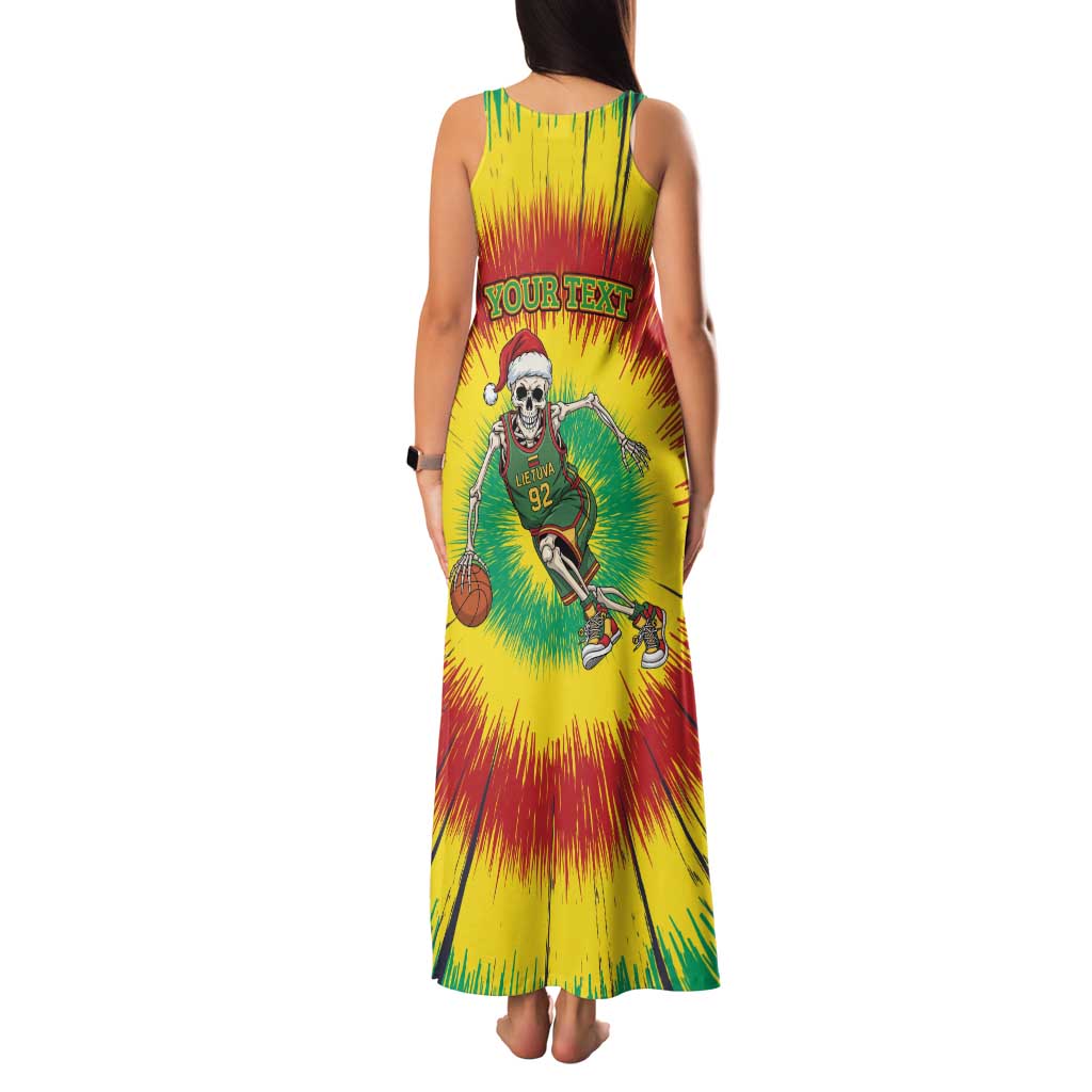 Personalized Lithuania Christmas Tie Dye Family Matching Tank Maxi Dress and Hawaiian Shirt Skeleton Basketball Slam Dunk LT19