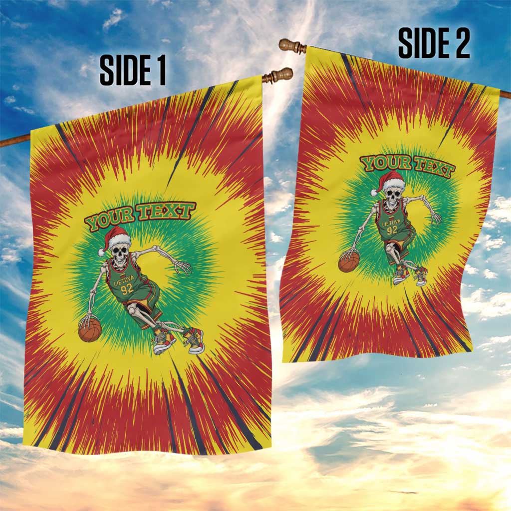 Lithuania Christmas Tie Dye Garden Flag Skeleton Basketball Slam Dunk - Wonder Print Shop
