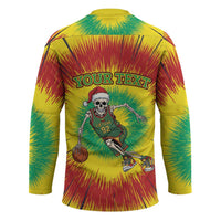 Personalized Lithuania Christmas Tie Dye Hockey Jersey Skeleton Basketball Slam Dunk LT19