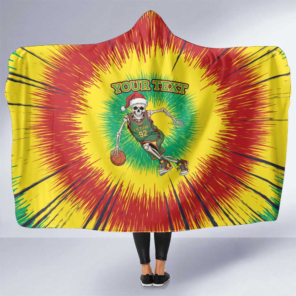 Lithuania Christmas Tie Dye Hooded Blanket Skeleton Basketball Slam Dunk - Wonder Print Shop