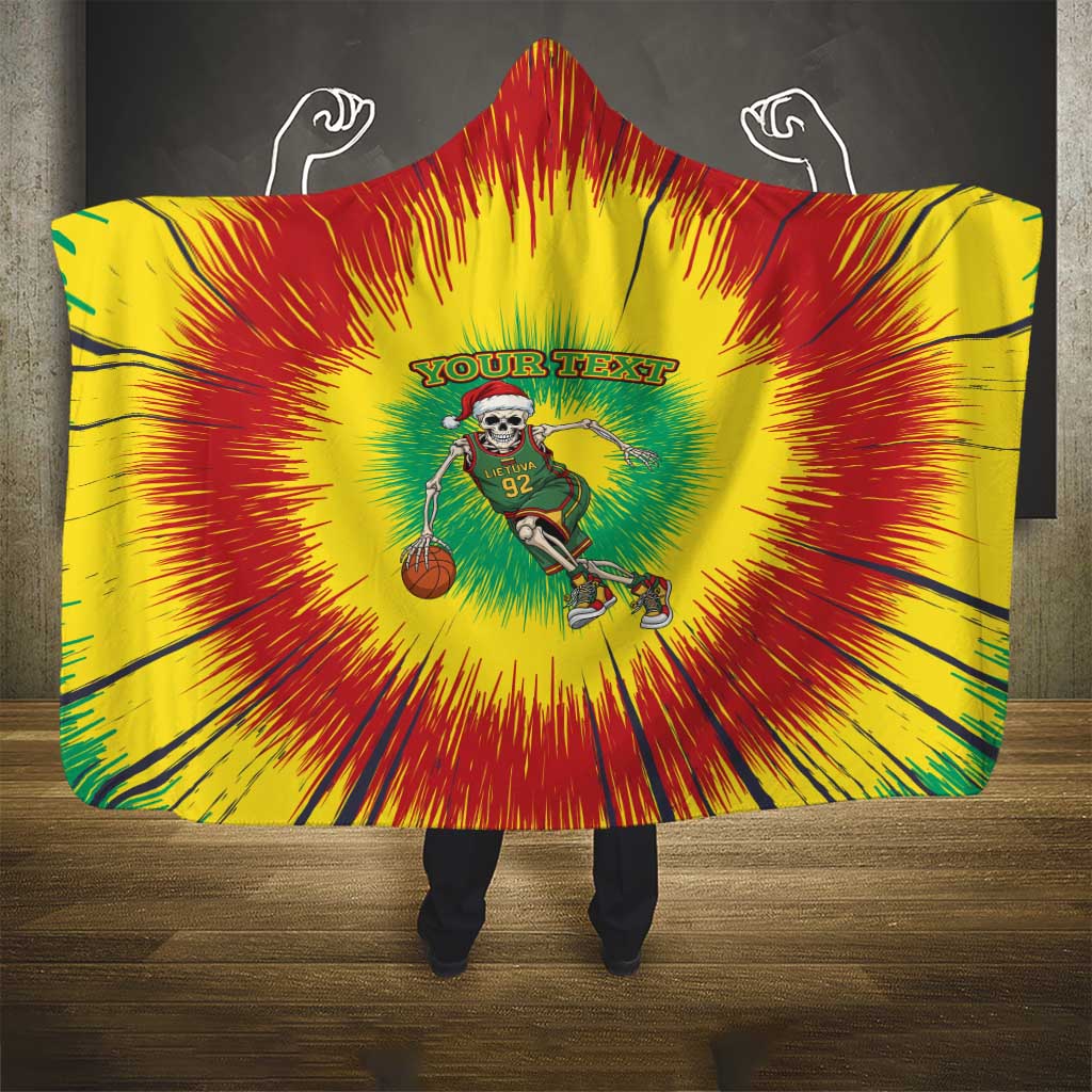Lithuania Christmas Tie Dye Hooded Blanket Skeleton Basketball Slam Dunk - Wonder Print Shop