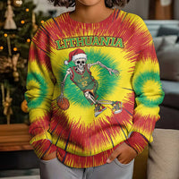 Lithuania Christmas Tie Dye Kid Ugly Christmas Sweater Skeleton Basketball Slam Dunk - Wonder Print Shop