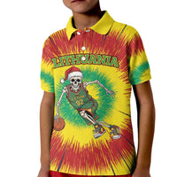 Personalized Lithuania Christmas Tie Dye Kid Polo Shirt Skeleton Basketball Slam Dunk LT19