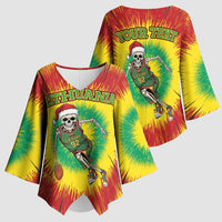Personalized Lithuania Christmas Tie Dye Kimono Sleeve Blouse Skeleton Basketball Slam Dunk LT19