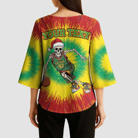 Personalized Lithuania Christmas Tie Dye Kimono Sleeve Blouse Skeleton Basketball Slam Dunk LT19