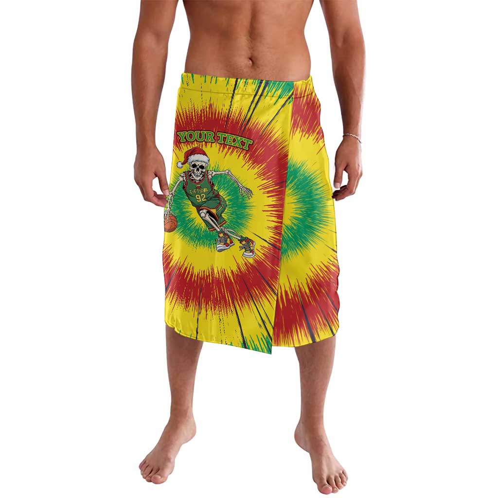 Personalized Lithuania Christmas Tie Dye Lavalava Skeleton Basketball Slam Dunk LT19