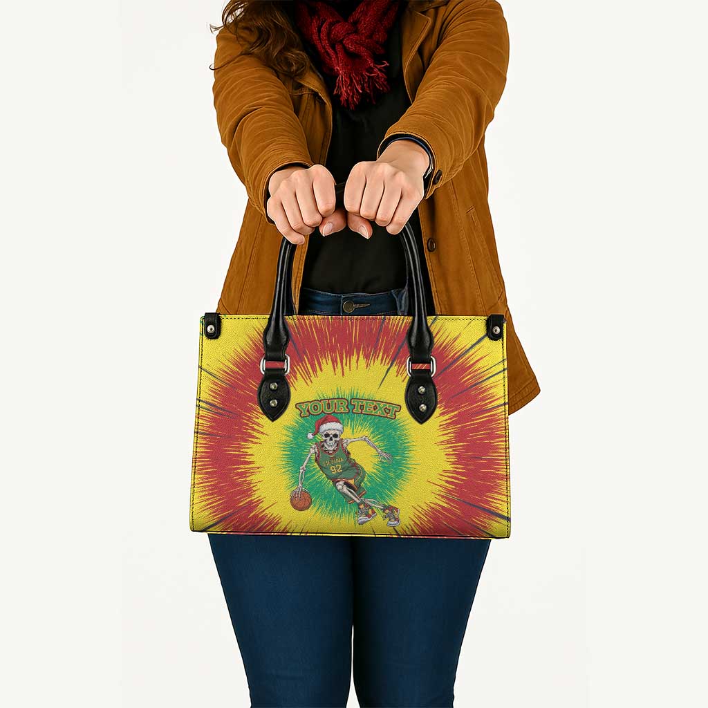 Lithuania Christmas Tie Dye Leather Bag Skeleton Basketball Slam Dunk - Wonder Print Shop