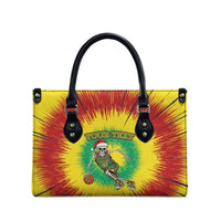 Lithuania Christmas Tie Dye Leather Bag Skeleton Basketball Slam Dunk - Wonder Print Shop