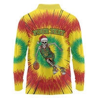 Personalized Lithuania Christmas Tie Dye Long Sleeve Polo Shirt Skeleton Basketball Slam Dunk LT19