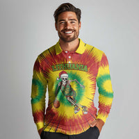 Personalized Lithuania Christmas Tie Dye Long Sleeve Polo Shirt Skeleton Basketball Slam Dunk LT19