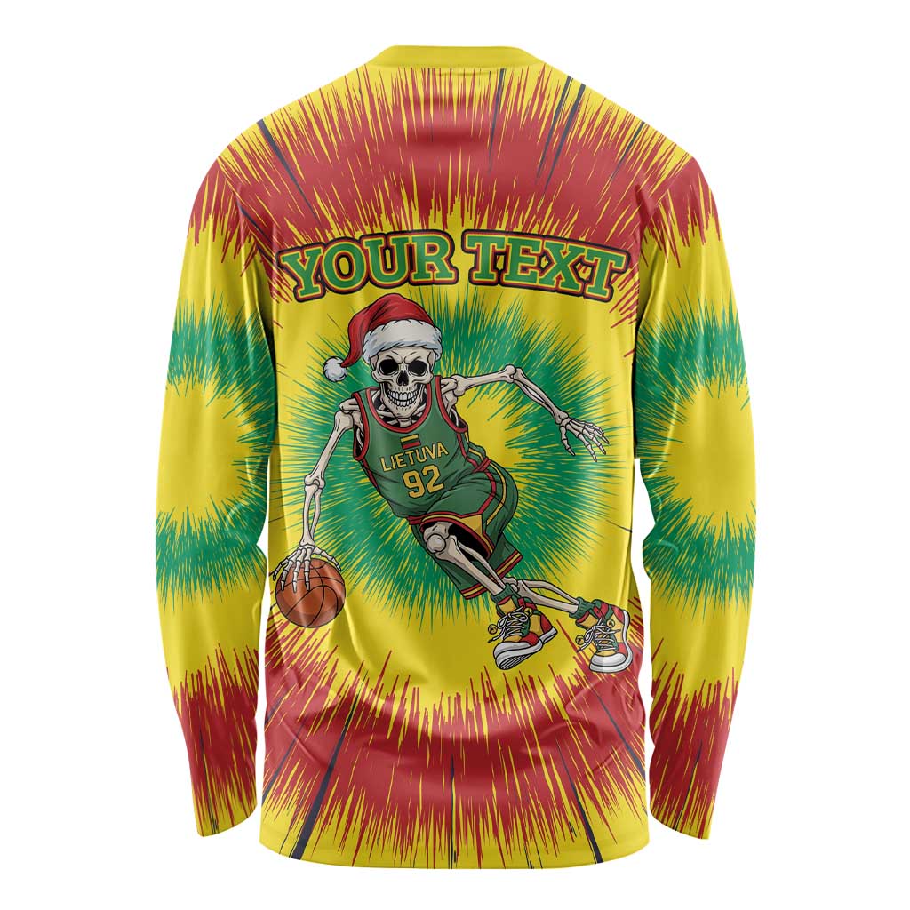 Personalized Lithuania Christmas Tie Dye Long Sleeve Shirt Skeleton Basketball Slam Dunk LT19