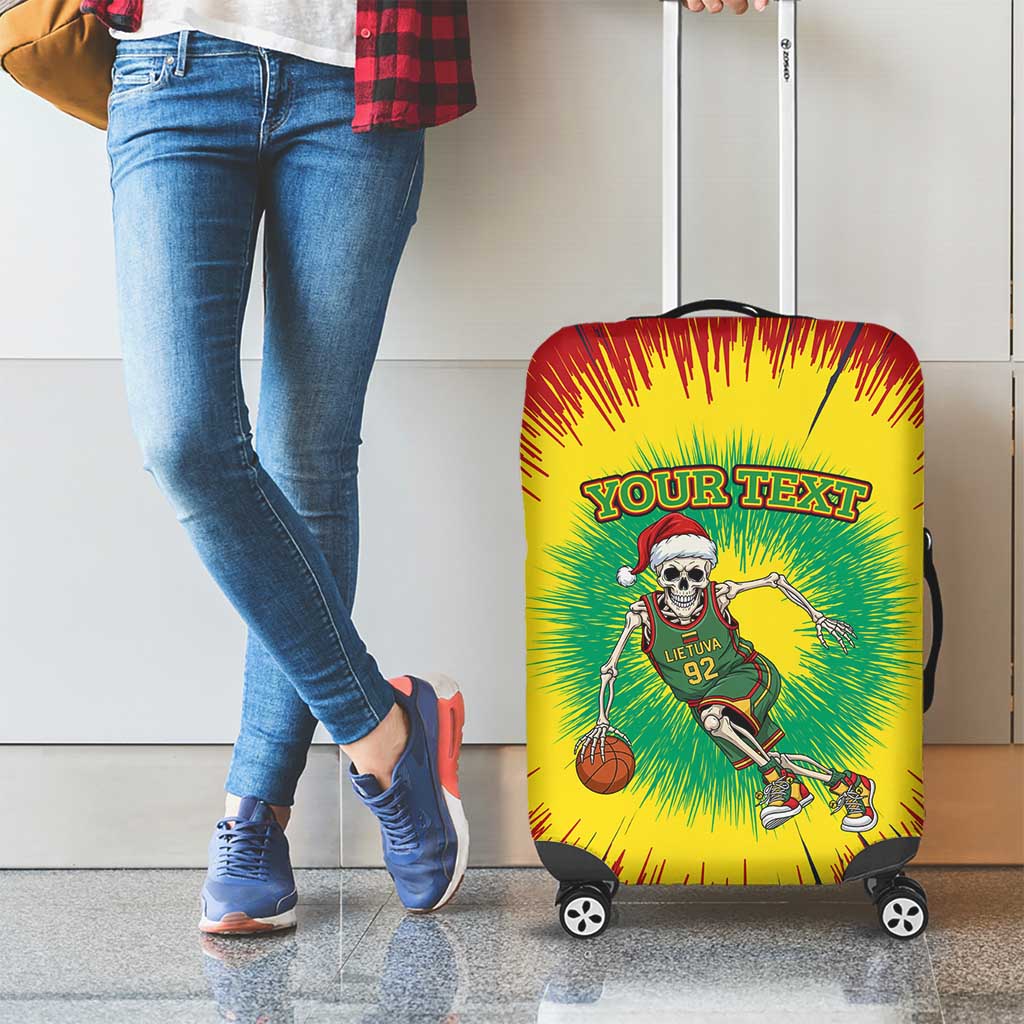 Lithuania Christmas Tie Dye Luggage Cover Skeleton Basketball Slam Dunk - Wonder Print Shop
