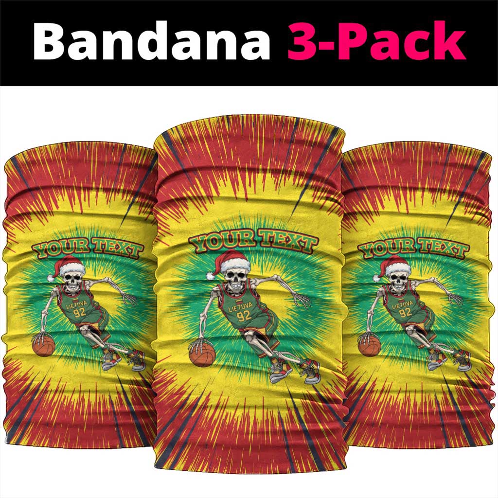 Lithuania Christmas Tie Dye Neck Gaiter Skeleton Basketball Slam Dunk - Wonder Print Shop