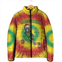 Personalized Lithuania Christmas Tie Dye Padded Jacket Skeleton Basketball Slam Dunk LT19