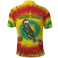 Personalized Lithuania Christmas Tie Dye Polo Shirt Skeleton Basketball Slam Dunk LT19