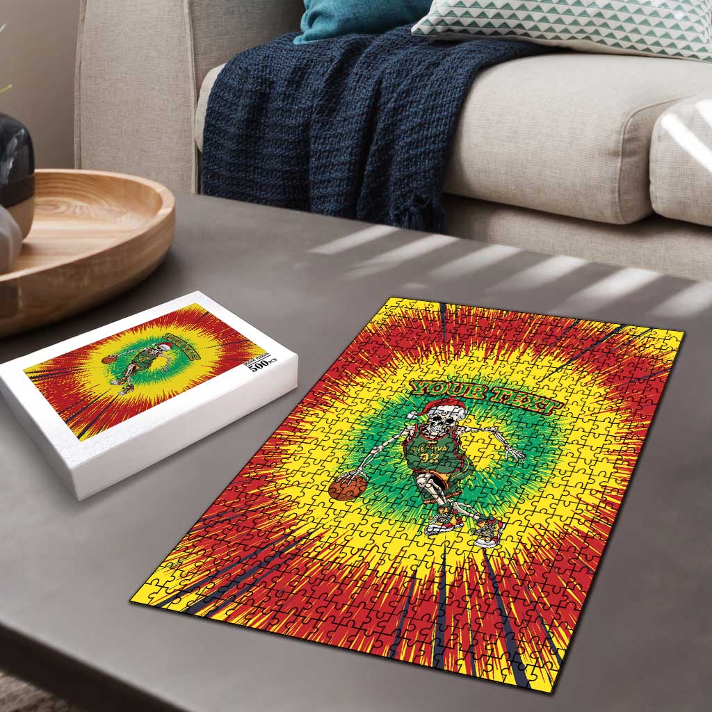 Lithuania Christmas Tie Dye Puzzle Skeleton Basketball Slam Dunk - Wonder Print Shop