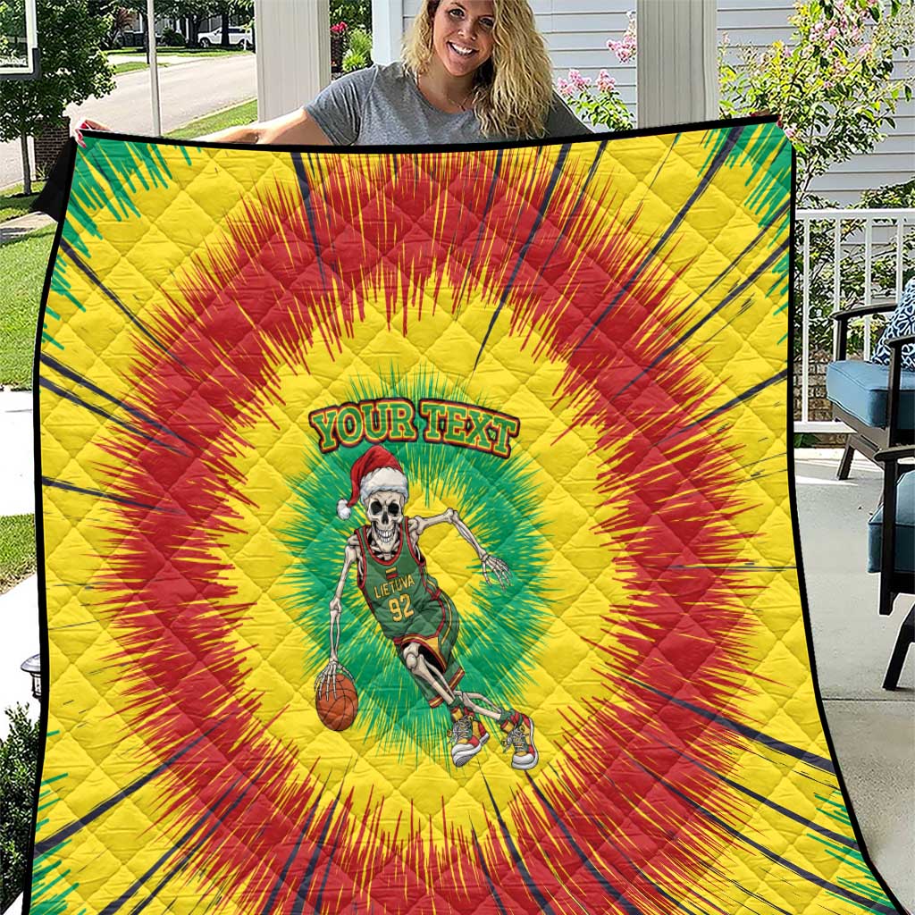 Lithuania Christmas Tie Dye Quilt Skeleton Basketball Slam Dunk - Wonder Print Shop