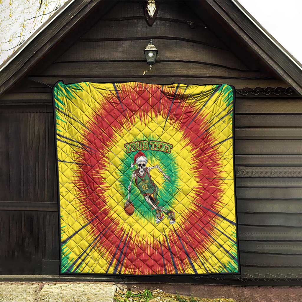 Lithuania Christmas Tie Dye Quilt Skeleton Basketball Slam Dunk - Wonder Print Shop