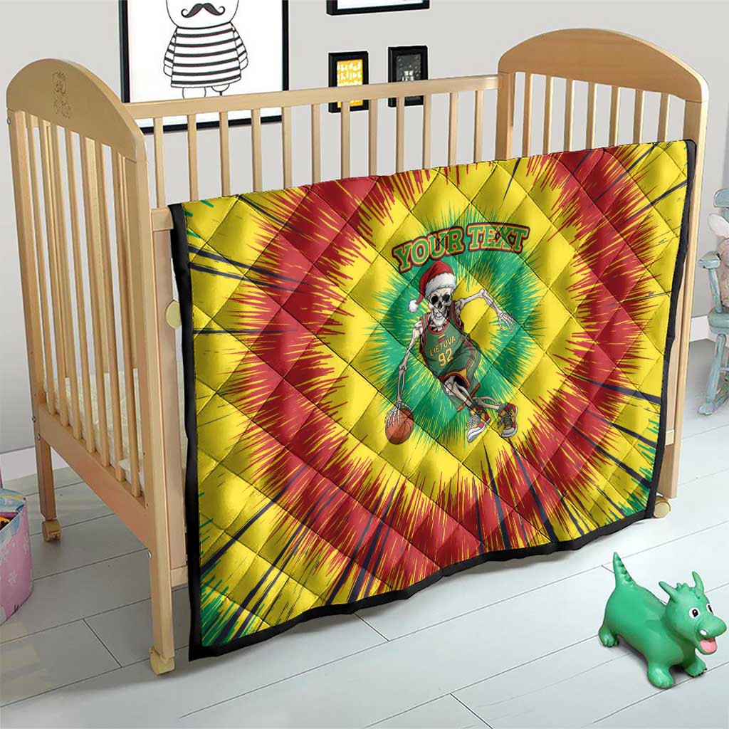 Lithuania Christmas Tie Dye Quilt Skeleton Basketball Slam Dunk - Wonder Print Shop