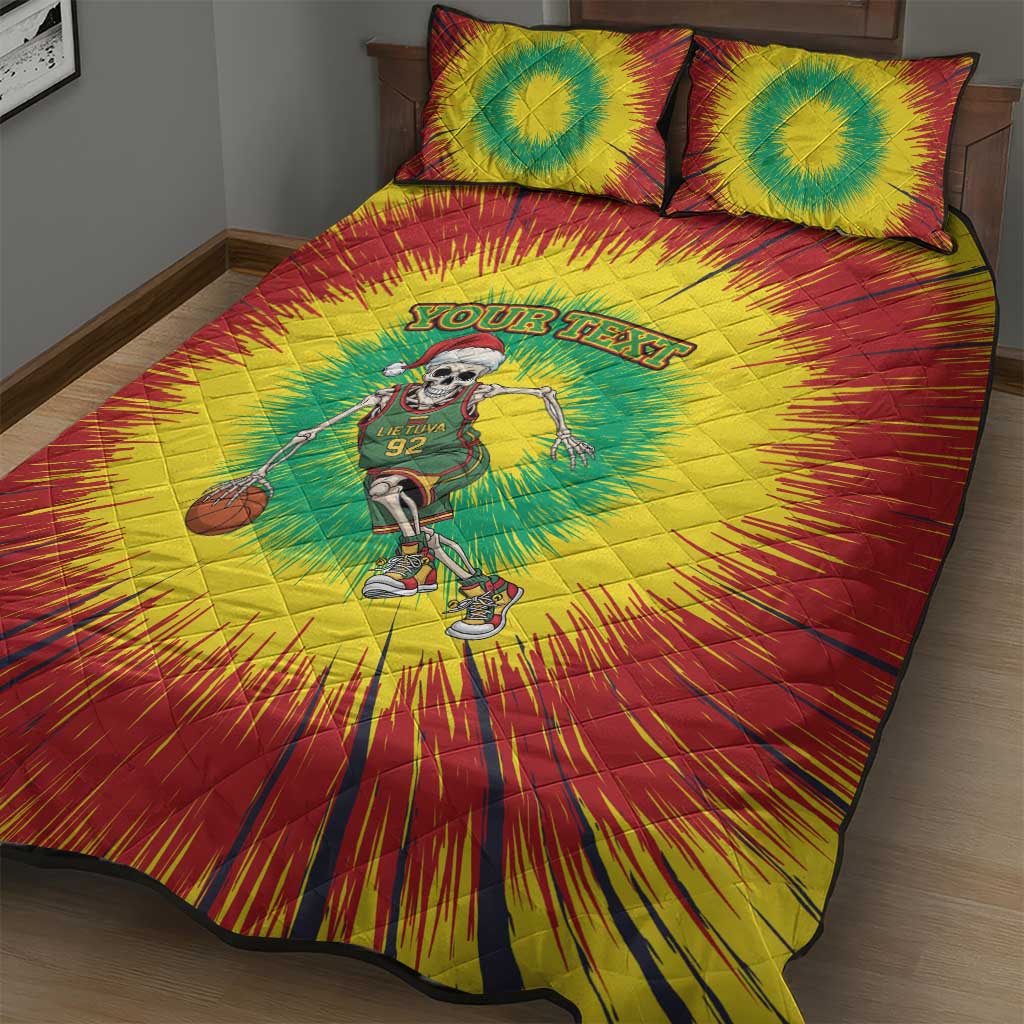 Lithuania Christmas Tie Dye Quilt Bed Set Skeleton Basketball Slam Dunk - Wonder Print Shop