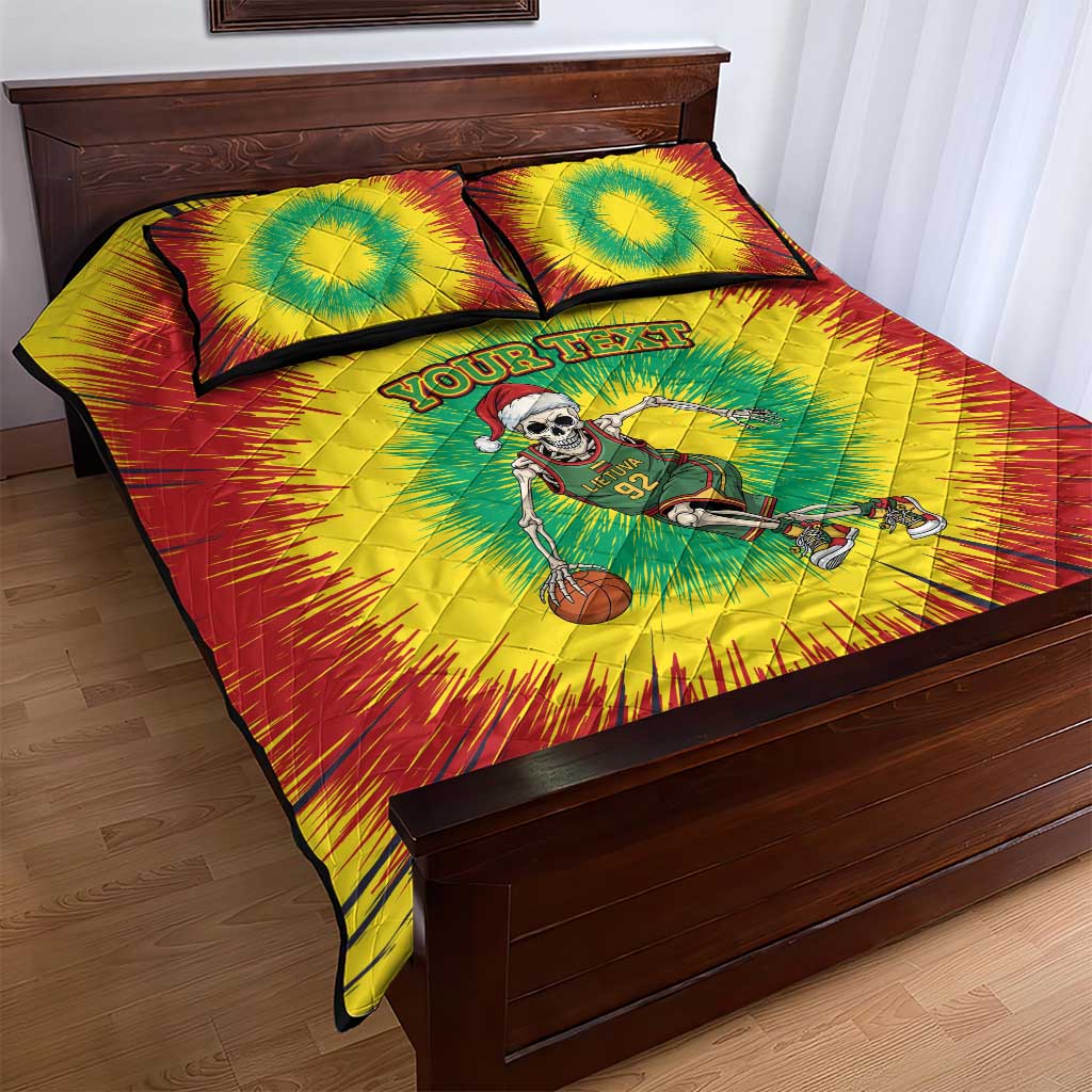 Lithuania Christmas Tie Dye Quilt Bed Set Skeleton Basketball Slam Dunk - Wonder Print Shop