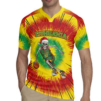 Personalized Lithuania Christmas Tie Dye Rugby Jersey Skeleton Basketball Slam Dunk LT19